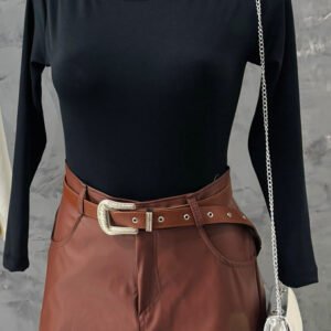 Body manga longa preto